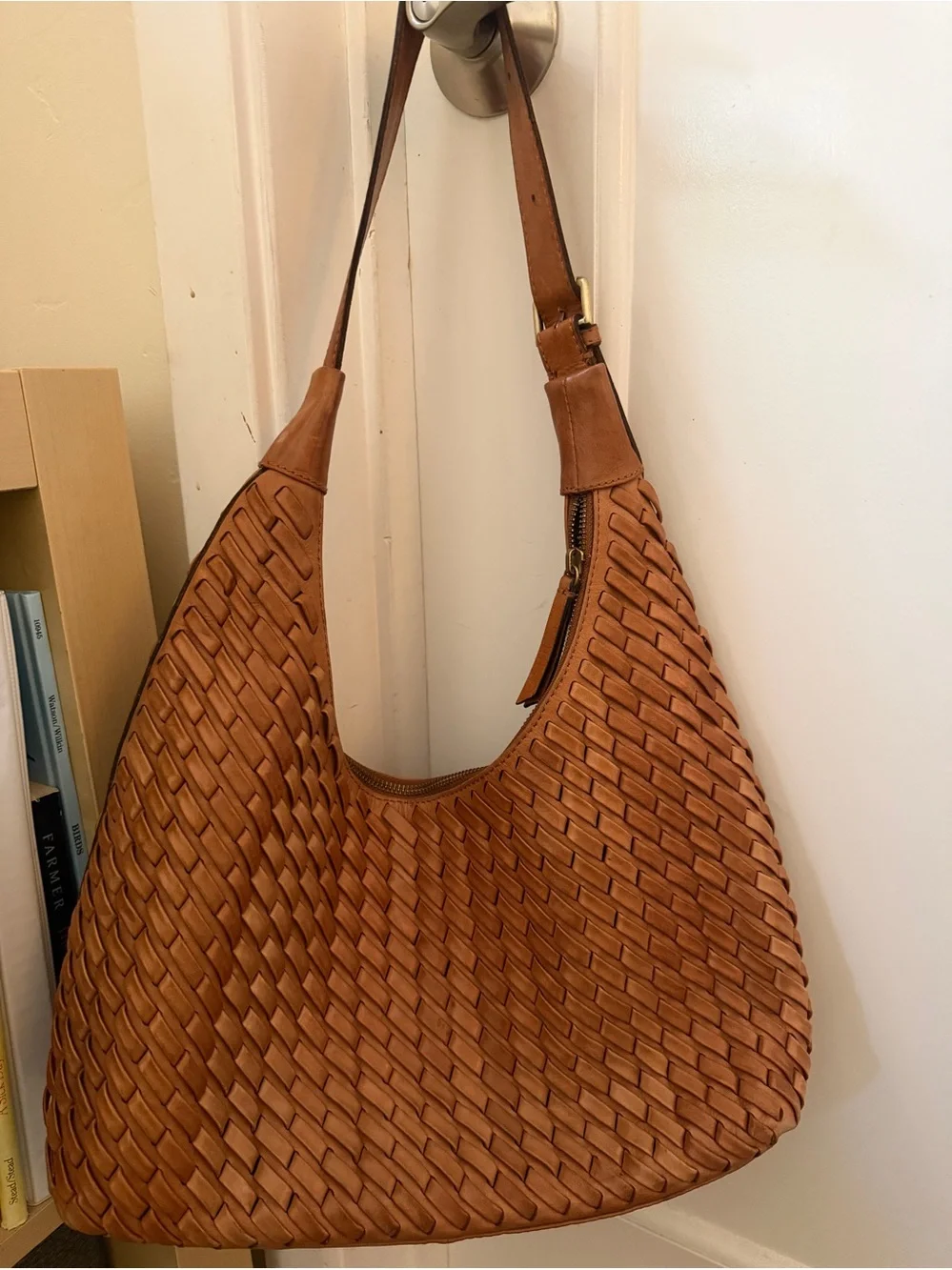 Brown Woven Leather Hobo Bag - Picture 1 of 7